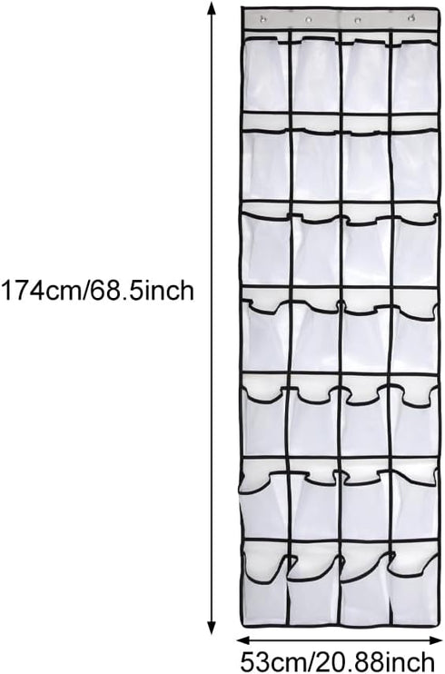 Pocket Shoe Organizer, 28 Pocket Door Hanging Shoe Rack for Closet, White (Size: 68.5x20.88inch)