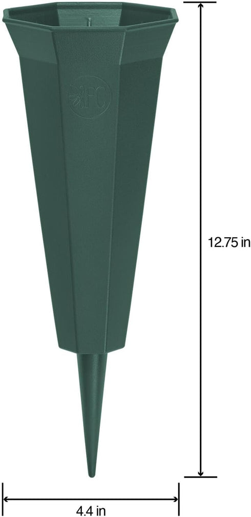 FloraCraft Affinity Green Plastic Cemetery Vase with Permanent Spike, 4.4 inch x 12.75 inch