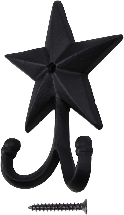 Vintage Wrought Iron Coat Hook, Wall Mounted Hat Hook with Screws Included, Star Design