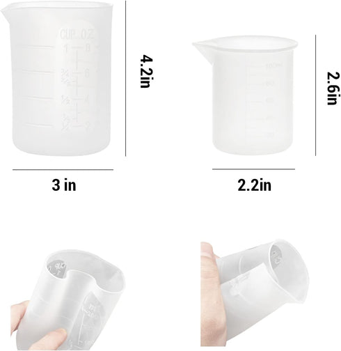 Gartful 250ml & 100ml Silicone Measuring Cups, Nonstick Reusable Mixing Cups for Crafts, Set of 6