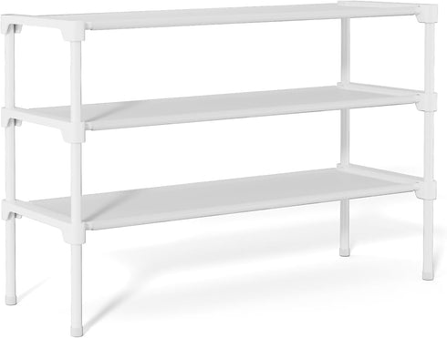 34" Closet 16 3 Widening Design Shoe Rack for Pairs Small Spaces Non-Woven Tier Shoe Organizer Stackable Metal Shoe