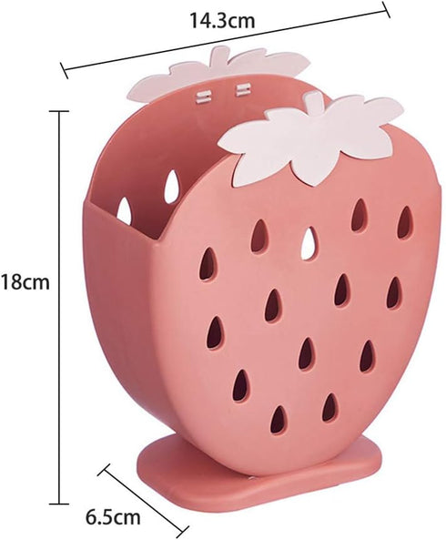 AKOAK 1 Pack Strawberry Chopsticks Stand, Cutlery Storage Box for Spoons, Chopsticks, Knives, and Other Utensils