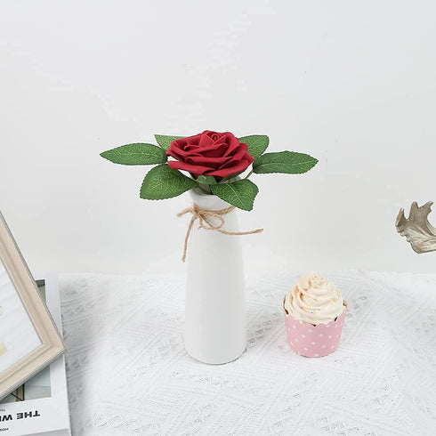 Fake Leaves for Roses Decorations, 80pcs Bulk Green Rose Leaves with Stems for DIY Wedding Bouquets