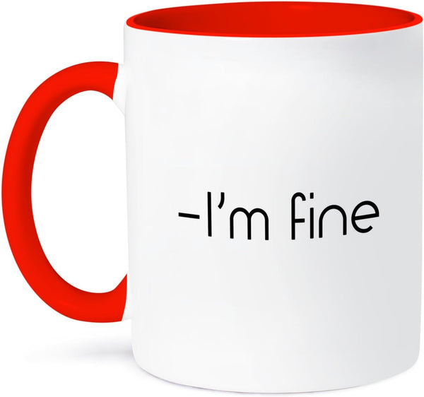 3dRose IM FINE - Two Tone Red Mug, 11oz