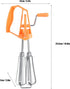 Classic Hand Crank 18/10 Stainless Steel Churner - Dual Head Design, Manual Hand Mixer for Home Cooking (Orange)