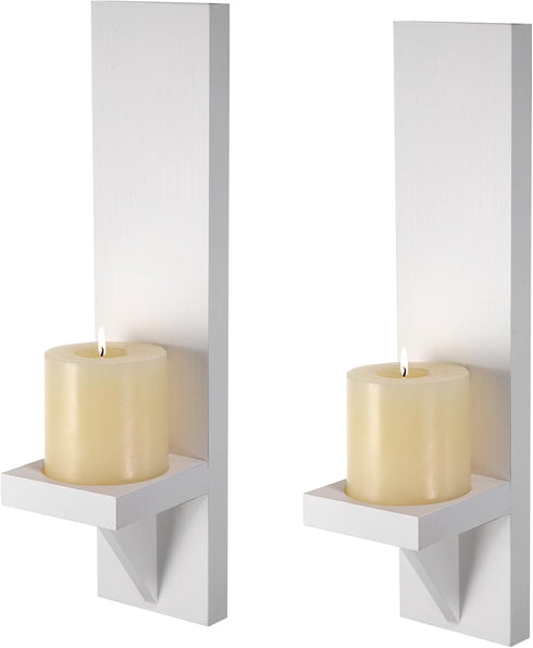 OwnMy Set of 2 Wooden Wall Candle Sconces Rustic Wall Pillar Candle Sconces,