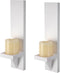 OwnMy Set of 2 Wooden Wall Candle Sconces Rustic Wall Pillar Candle Sconces,