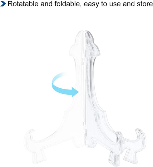 uxcell 6Pcs 7.1" Easel Plate Holder, Plastic Folding Display Stand for Decorative Plates, Clear for Picture Frame