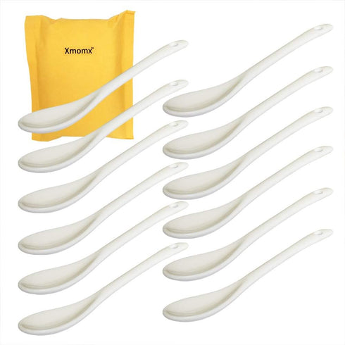 12 pcs White Porcelain Egg Spoons, 5 inch Ceramic Spoons for Coffee, Dessert, Yogurt, Tea