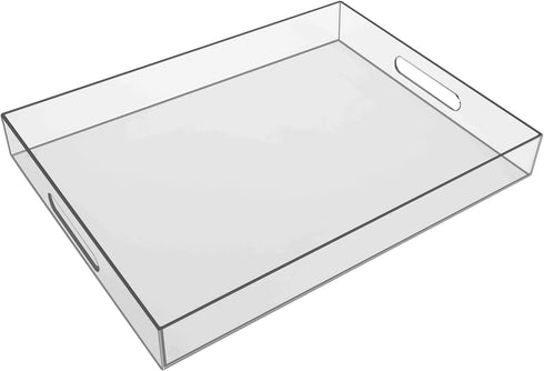 Sooyee Clear Acrylic Tray Decorative,16" x 12" Plastic Serving Trays for Coffee
