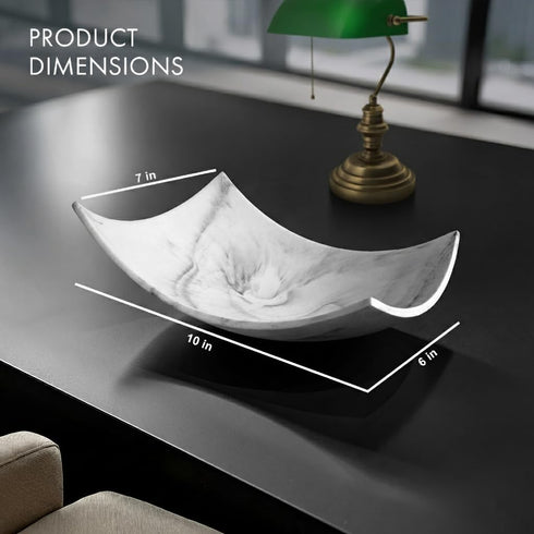 Counter Creative Scents White Marble Look Coffee Table Decor for Living/Dining Room, Modern White Catch-All Key Dish