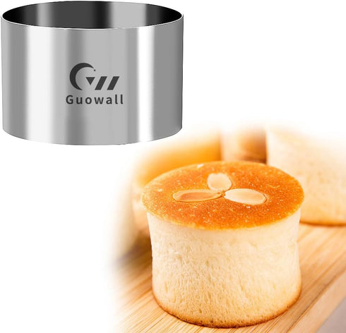 Guowall 4pcs 3.15 x 2 inch Seamless Cake Ring Stainless Steel Round Pastry Rings