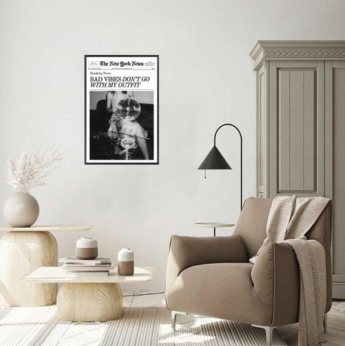 Generic 16x24in Retro Black and White Canvas Wall Art Funny Magazine Cover Newspaper Poster Vintage Disco Ball Bar Cart