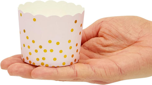Sparkle and Bash 50 Pack Pink and Gold Cupcake Wrappers, Paper Baking Cups, Muffin Liners for Baby Shower