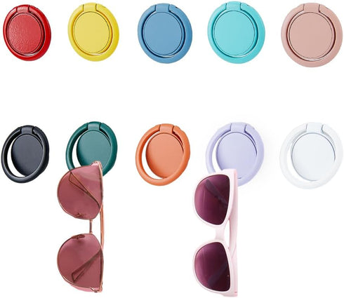 DICOSMETIC 20Pcs Wall Mounted Sunglasses Holder, 10 Colors Alloy Hanging Eyeglass Storage Organizer