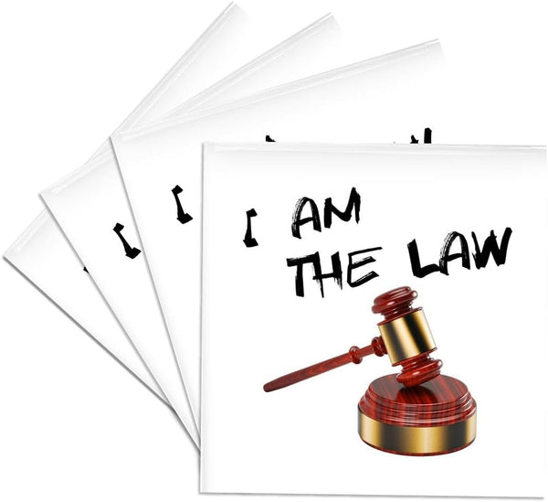 3D Rose I Am The Law-Judge Gavel with Sound Block, Ceramic Tile Coasters, Multicolor