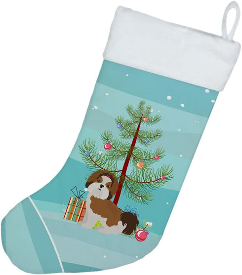 Caroline's Treasures CK3459CS Imperial Shih Tzu Christmas Tree Stocking, Teal Hanging Decor for Holiday Season