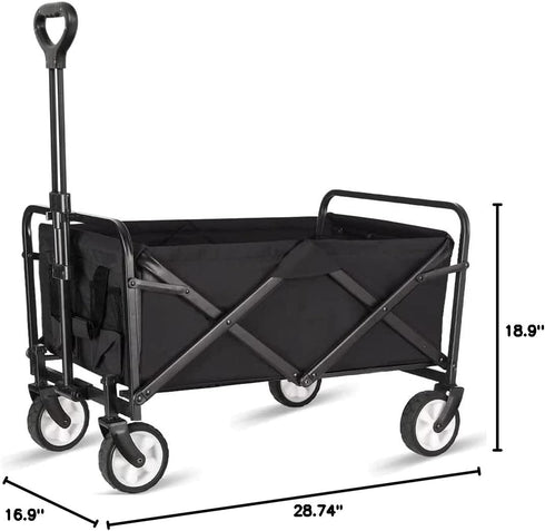 220 LBS Collapsible Folding Wagon Cart with Wheels, Capacity, Lightweight Portable Utility Cart with Flexible Handle