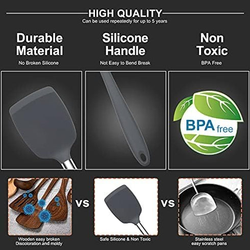 Kitchen Utensils Set, 27 Pcs Non-Stick Silicone Cooking Utensils Set, Kitchen Appliances Utensil Collection