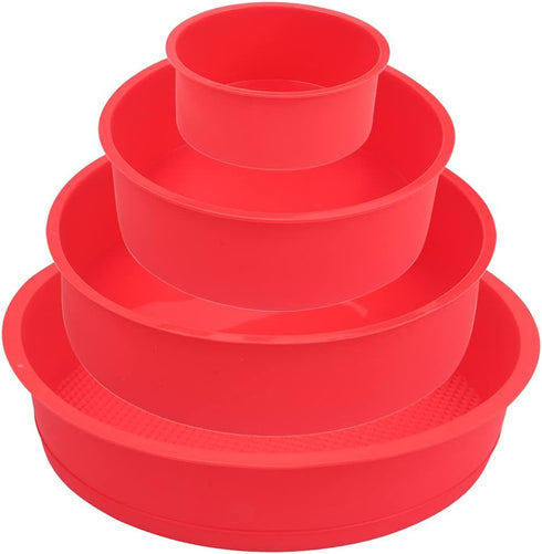 Silicone Mould for Baking Round Cake Pans Set of 4, Nonstick Layer Cakes Chocolate Rainbow for Birthday Wedding Party 4