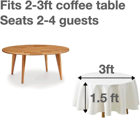 72 inches 2-3ft 4 Urby White Round Tablecloth for Round Cocktail or Coffee Table, Round Tablecloth for Table