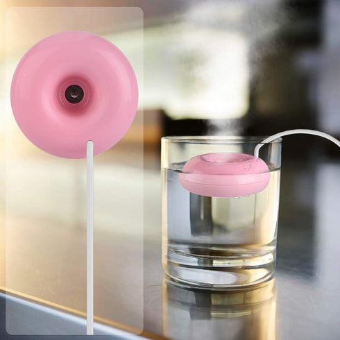 Portable Mini Doughnut-shaped Humidifier, USB Atomization Water Mist Humidifier for Home Office Car, Pink