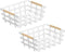 Farmhouse Wire Storage Baskets, Pantry Organizer Baskets with Wood Handle, Metal Bins for Kitchen Pantry (2 Pack)