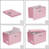 PRANDOM Large Collapsible Storage Box with Lid - 1-Pack Pink Leather Fabric Foldable Organizer Container for Home,