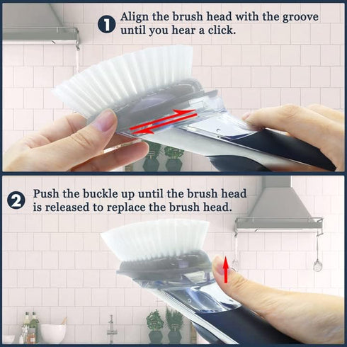 Brush Refills for OXO Dish Brush, 4 Pack, Soap Dispensing Head Replacement for Scrubber (Grey)