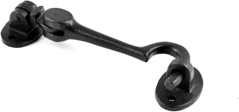 Renovators Supply Manufacturing Door Latch Lock, 4.5 in. Black Wrought Iron Swivel Hook and Eye Latch