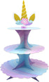3 Tier Unicorn Cupcake Stand, Pink Purple Cardboard Cake Stand for Birthday Baby Shower Party Decorations