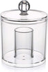 Hipiwe Cotton Ball and Swab Organizer with Lid, Acrylic Jar Makeup Qtip Organizer for Bathroom Storage Canister Jar