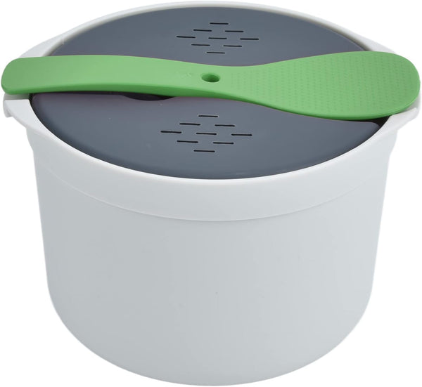 Microwave Rice Cooker, 2 L Pasta Cooker Microwaveable Food Grade PP Microwave Pressure Steamer Cooker Spoon Lid