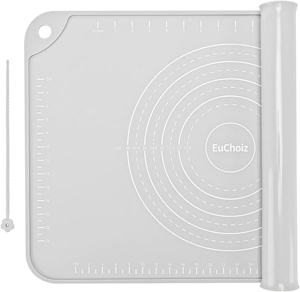 Extra Thick Silicone Pastry Mat 24"x16" - Non Stick Food Grade Dough Rolling Bake Mat with Edge Heightening