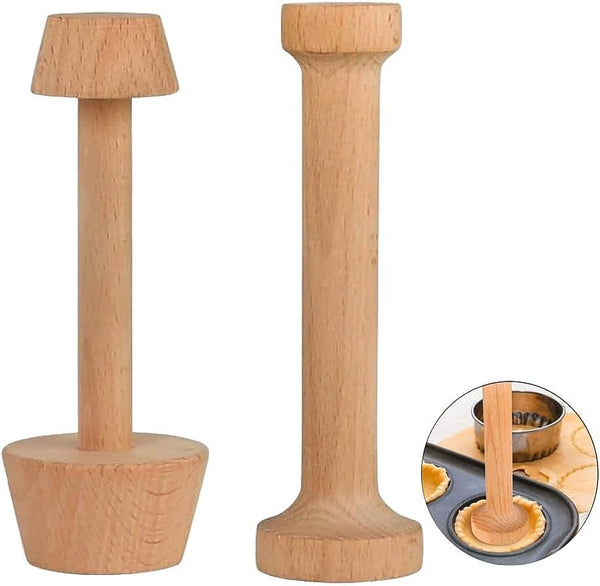 Double Sided Wooden Tart Tamper Set, Egg Tarts Tamper Pastry Tools for DIY Baking Shaping Kitchen