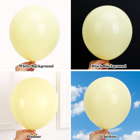 135pcs 18 12 10 5 Inch RUBFAC Pastel Yellow Balloons, Latex Light Yellow Balloon Different Sizes for Garland Arch Baby