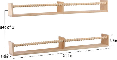 TUEGEGNS Set 2, 32 inches Nursery Book Shelves - Wall Mounted of Wooden Floating Bookshelves for Kids' Room and Study