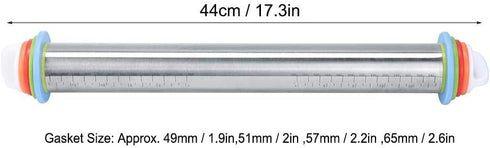 Stainless Steel Rolling Pin, Non-stick Adjustable Cake Dough Roller with Thickness Ring, Bakeware Tool