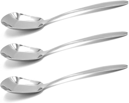 Set of 3 Stainless Steel Soup Spoons, Table Spoons, Dinner Spoons, Special Square Design