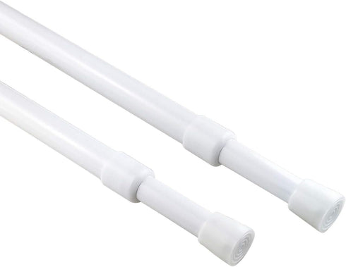 KXLIFE 2 Pack 5/8" Tension Curtain Rods, RV Tension Bars, White Cupboard Rods 10 to 16 Inch