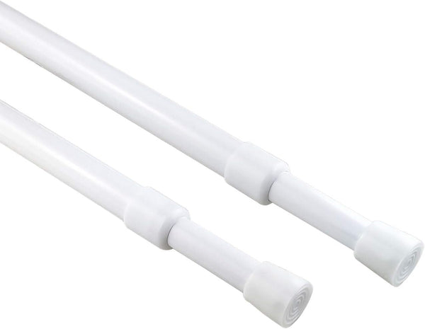 KXLIFE 2 Pack 5/8" Tension Curtain Rods, RV Tension Bars, White Cupboard Rods 10 to 16 Inch