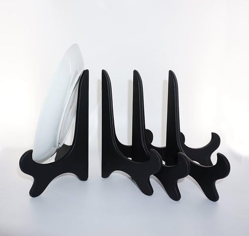 Artliving Black 8" Wood-Like Plastic Easels, Plate Display Stands, Picture Frame Stand Holder - Set of 4