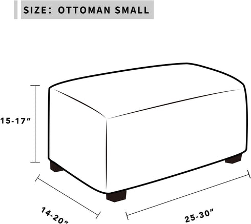 20-30in Easy-Going Stretch Ottoman Cover Length Folding Storage Stool Furniture Protector Soft Rectangle slipcover