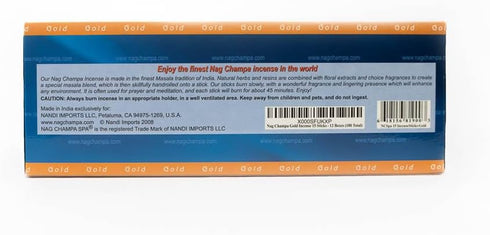 Nag Champa Gold Incense, 15 Sticks - 12 Boxes (180 Total)