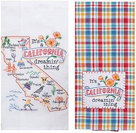 Kay Dee Home 2 Piece Embroidered Kitchen Towel Bundle, State of California