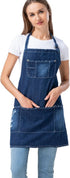 Denim Apron with 5 Pockets for Kitchens, Adjustable Bib Jean Apron for Work