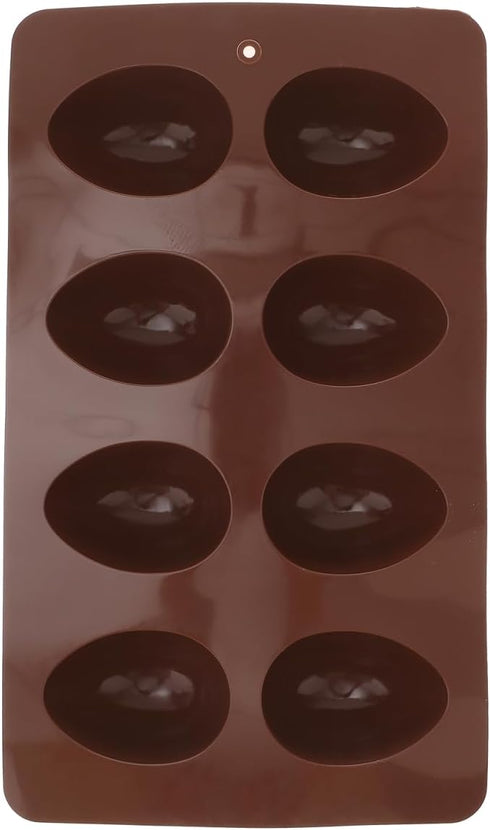 Silicone Baking Cake Mold, Amosfun, 8-Cavity Easter Egg Shaped Molds for DIY Cooking, Coffee Color, 10.62 x 6.29 x 0.78
