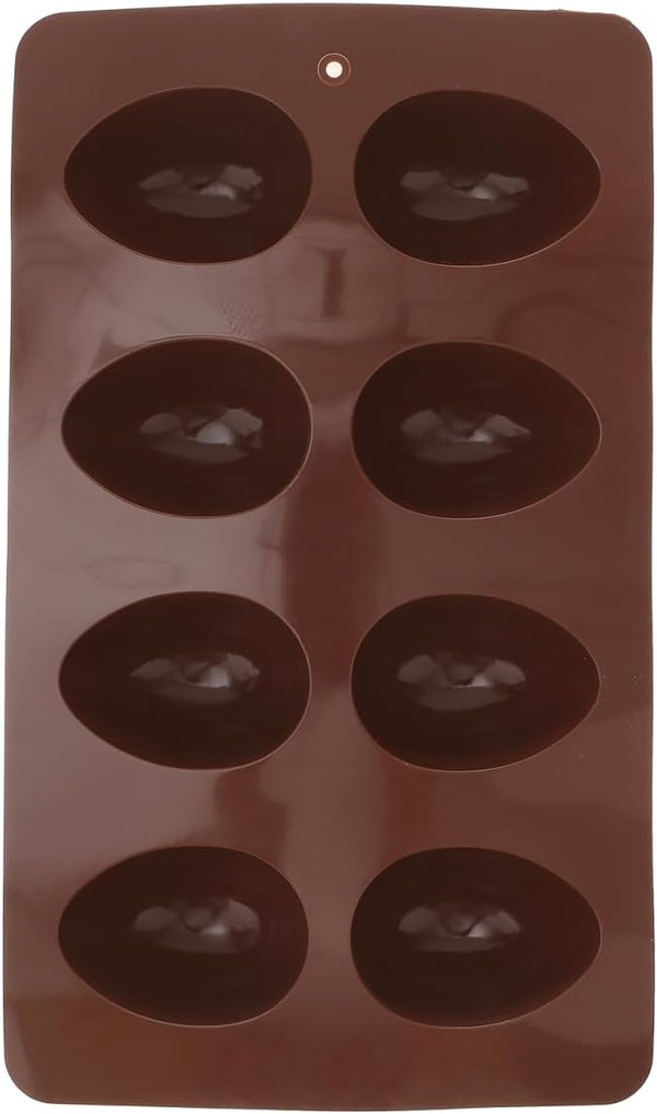 Silicone Baking Cake Mold, Amosfun, 8-Cavity Easter Egg Shaped Molds for DIY Cooking, Coffee Color, 10.62 x 6.29 x 0.78