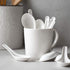 DOWAN Asian Soup Spoons - Set of 12, 5.3 Inch White Ceramic Dessert Spoons for Pho, Miso, Ramen