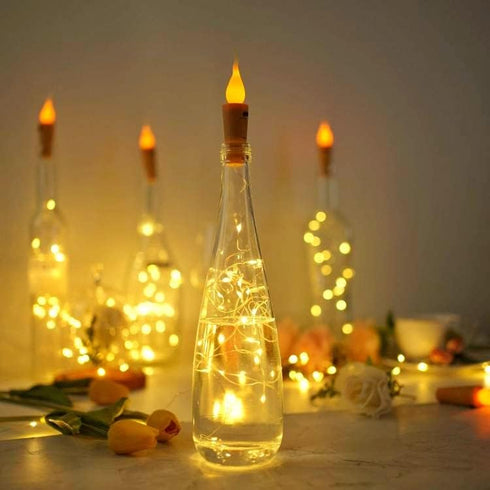 8 Pack 20 Wine Bottle Lights, LED Flameless Candle Cork Bottle String Light Battery Operated Silver Wire Mini Fairy